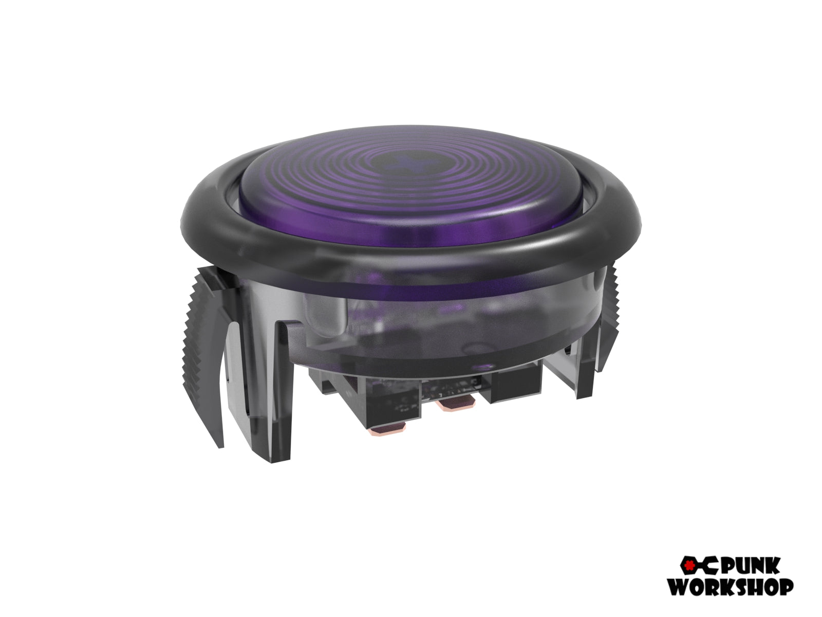 purple cap and a black base on a v1 button, 30mm