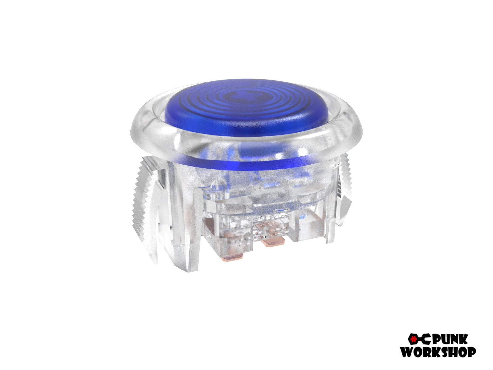 blue cap, white base on a v1 button 25mm